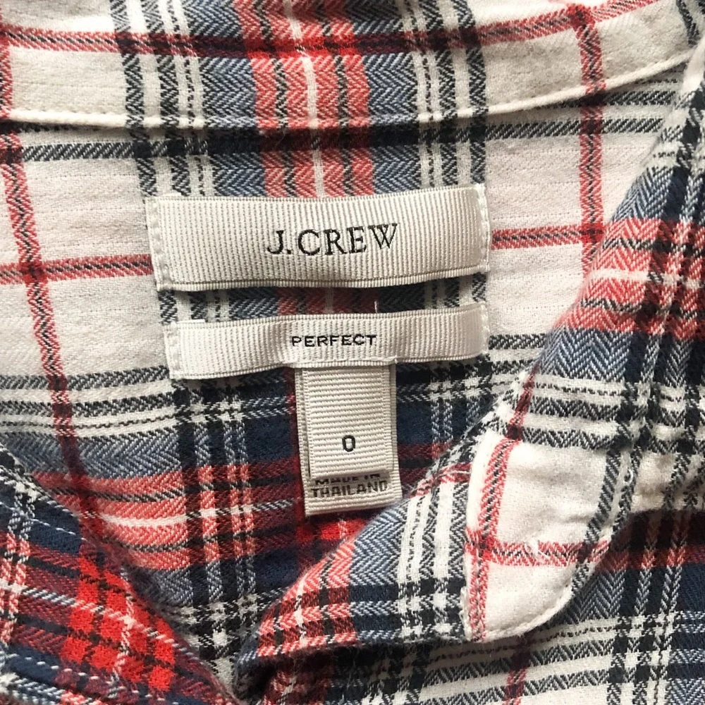 J. Crew Perfect Button Down Shirt in Ivory Tartan